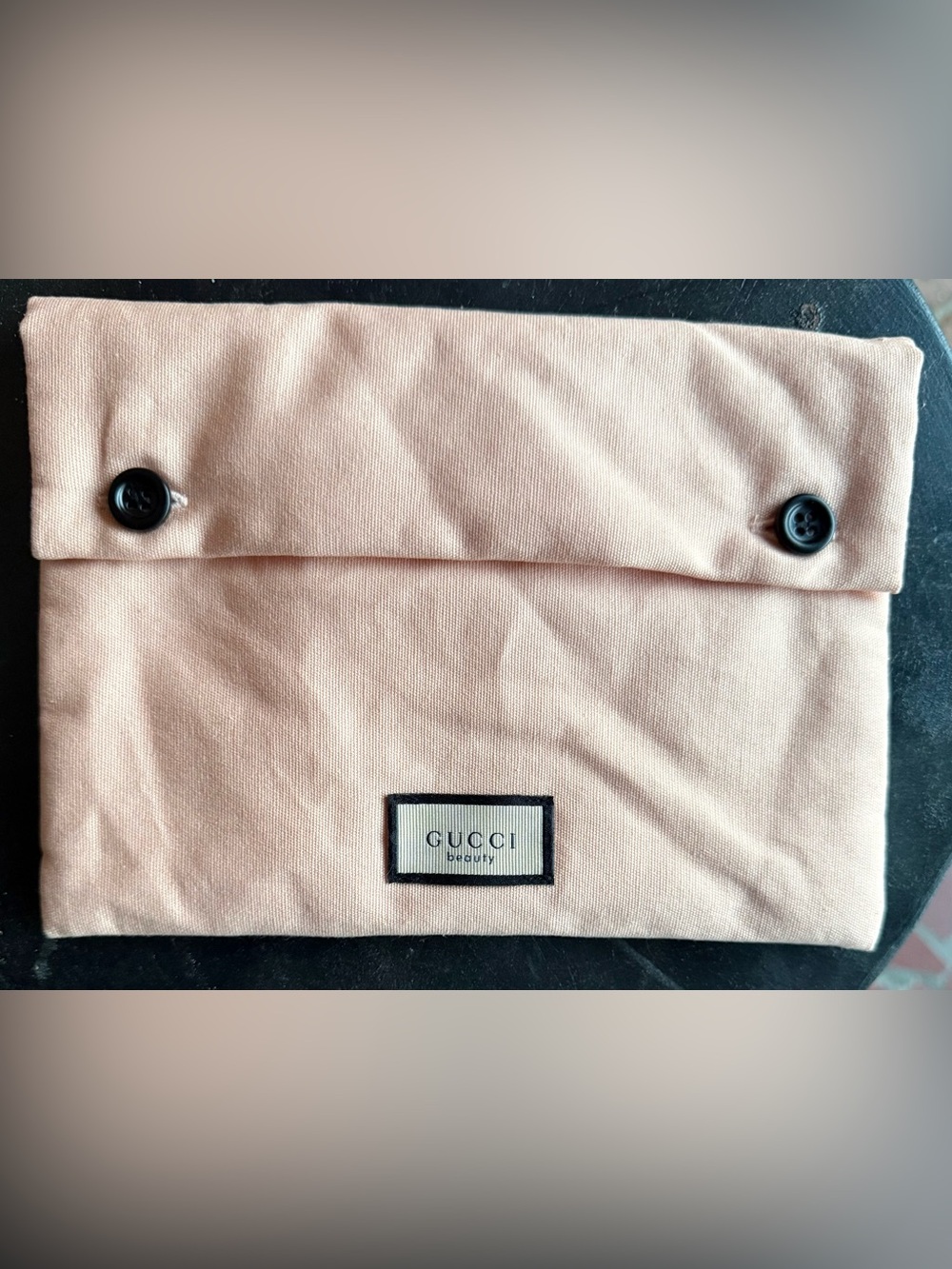 Gucci Beauty canvas pouch with floral lining